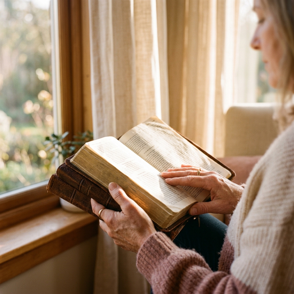 Spirituality hands open on Holy Bible